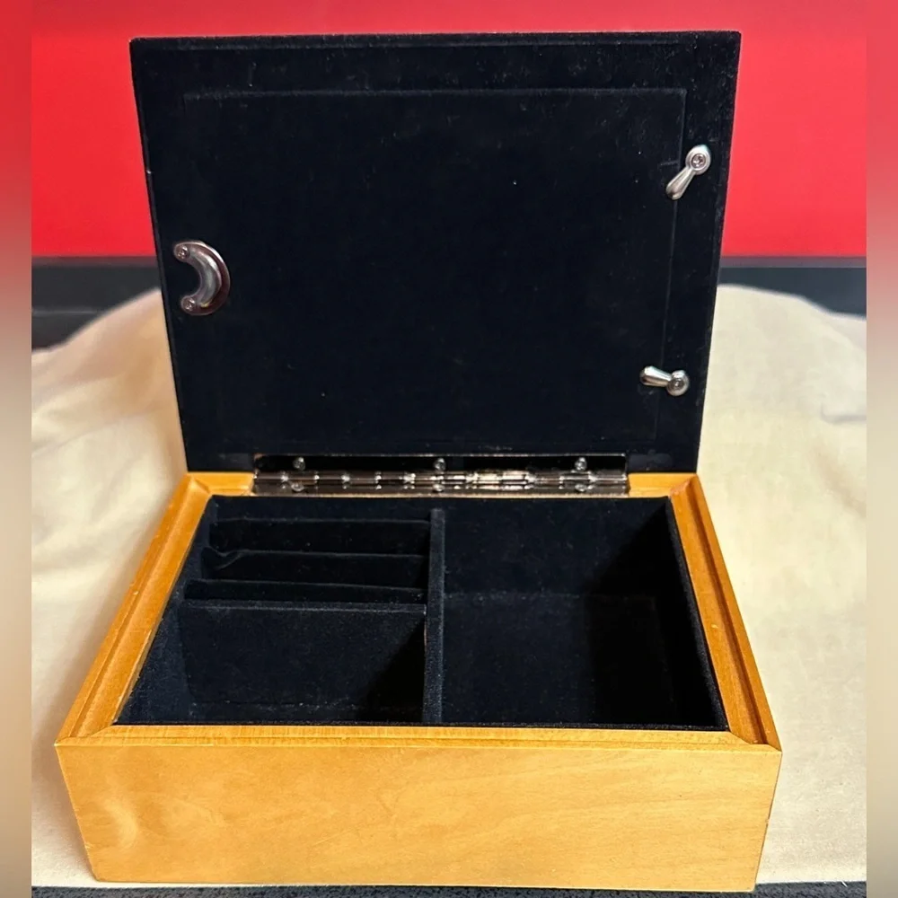 Mother’s Wooden Jewelry Box with Metal Photo Frame Lid